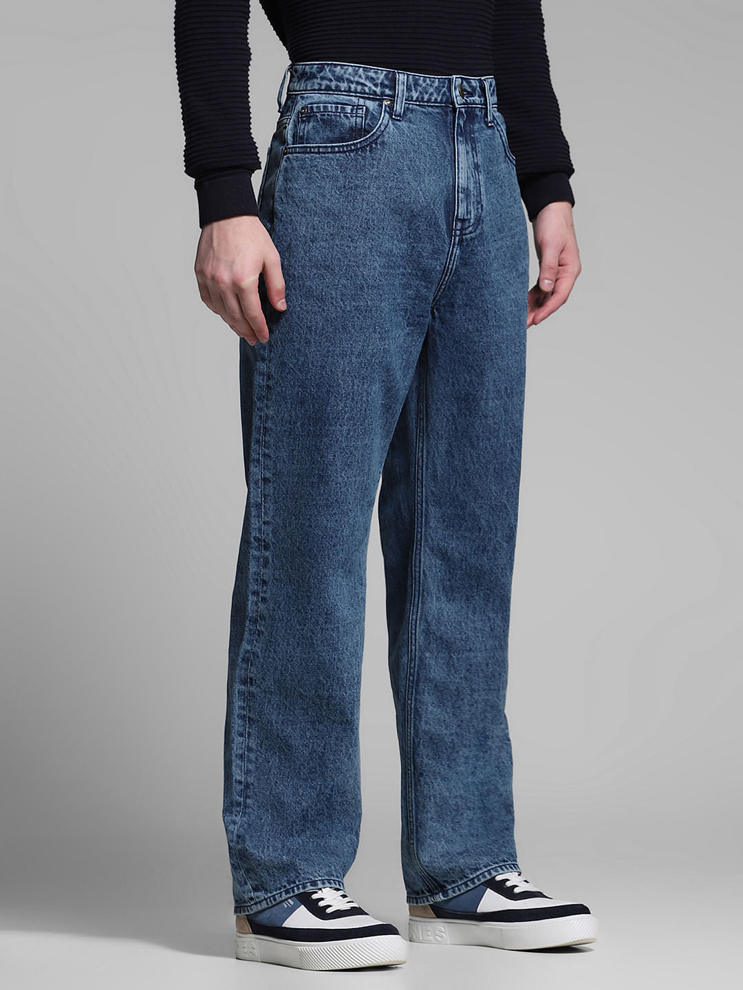 Dark Blue High Rise Dario Loose Fit Jeans