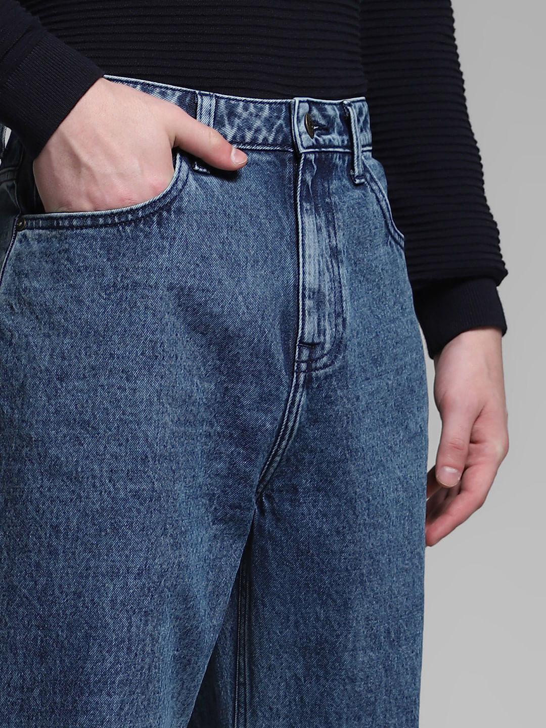 Dark Blue High Rise Dario Loose Fit Jeans