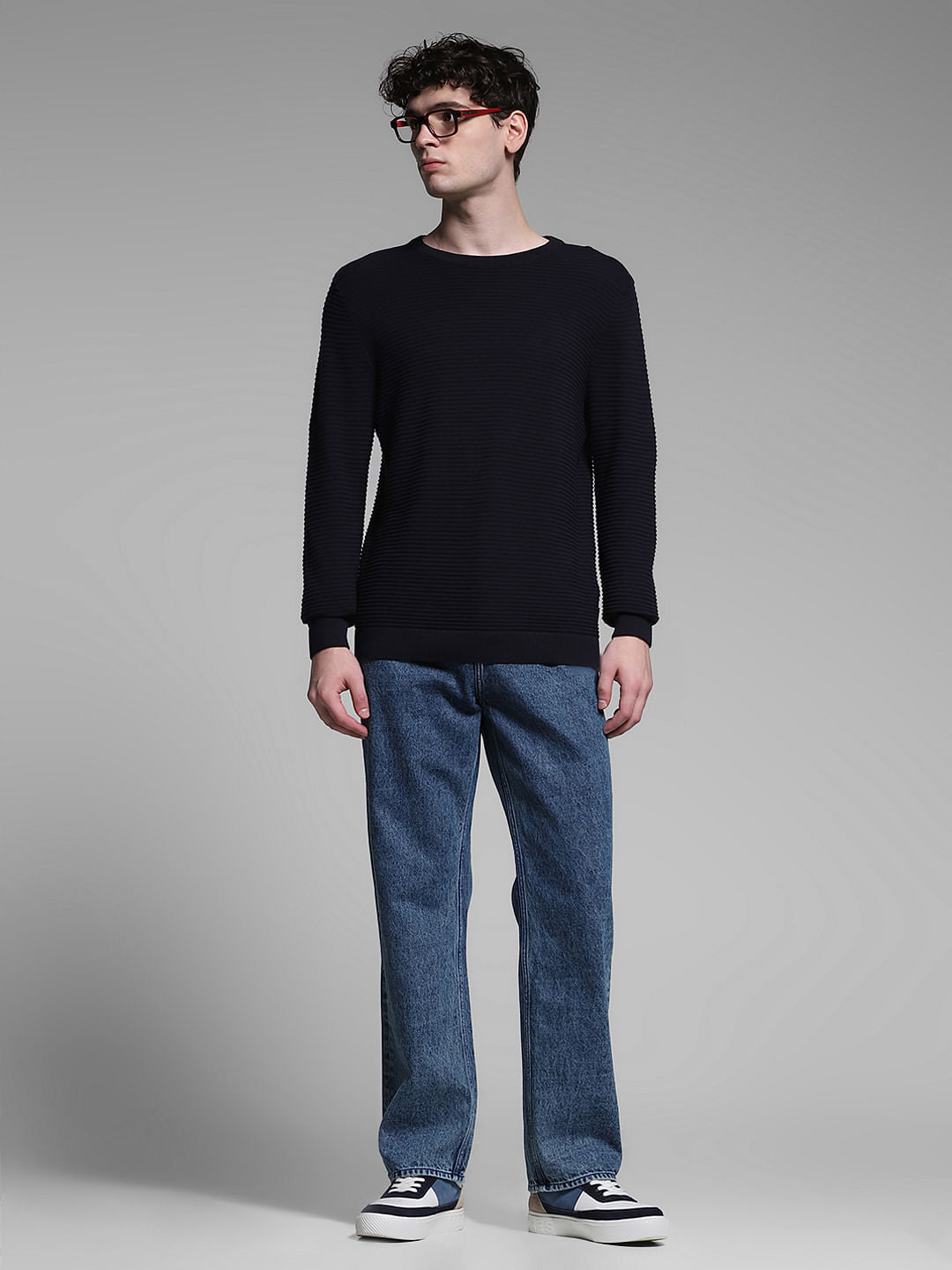 Dark Blue High Rise Dario Loose Fit Jeans