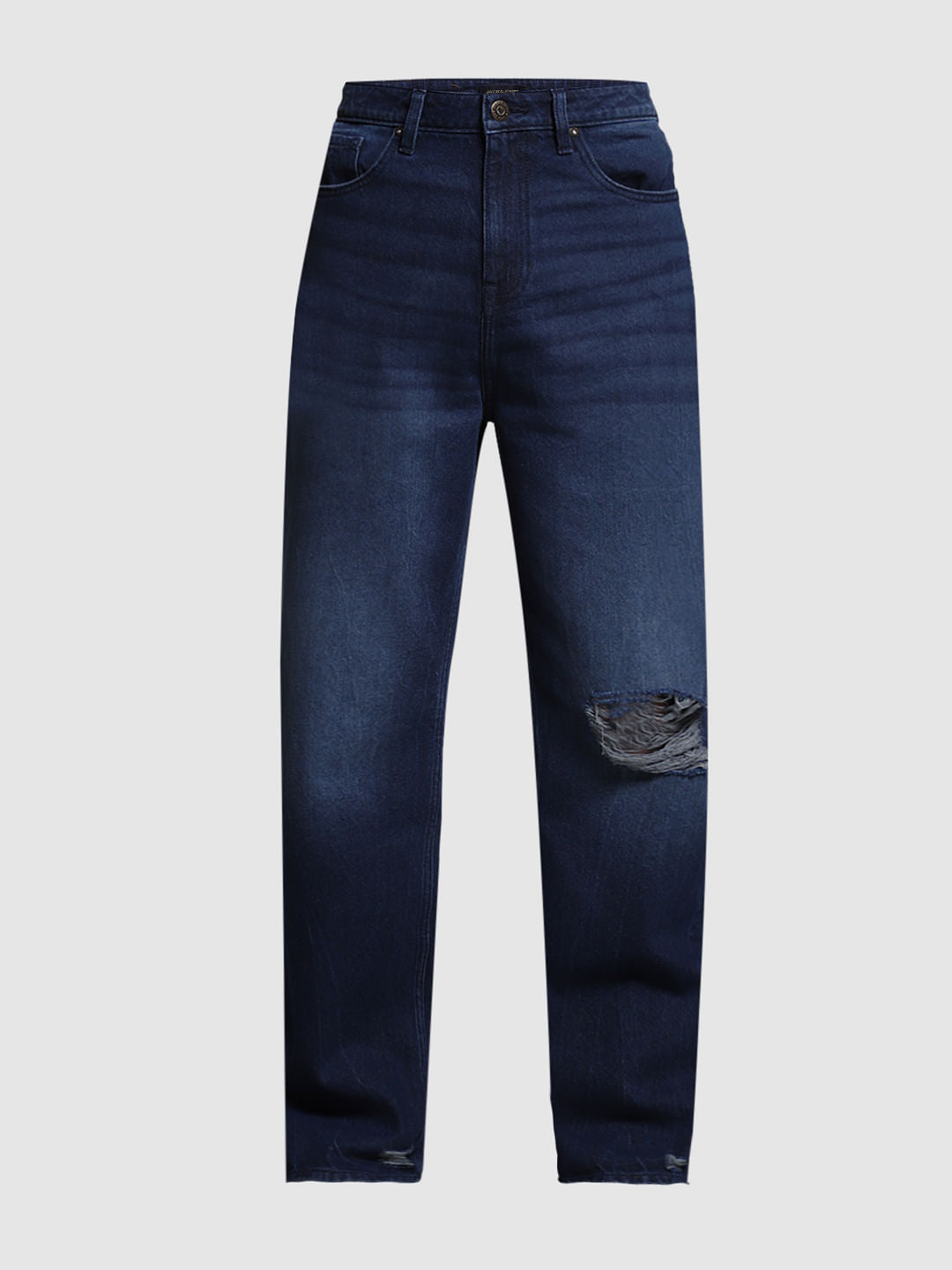 Dark Blue Distressed Dario Loose Fit Jeans