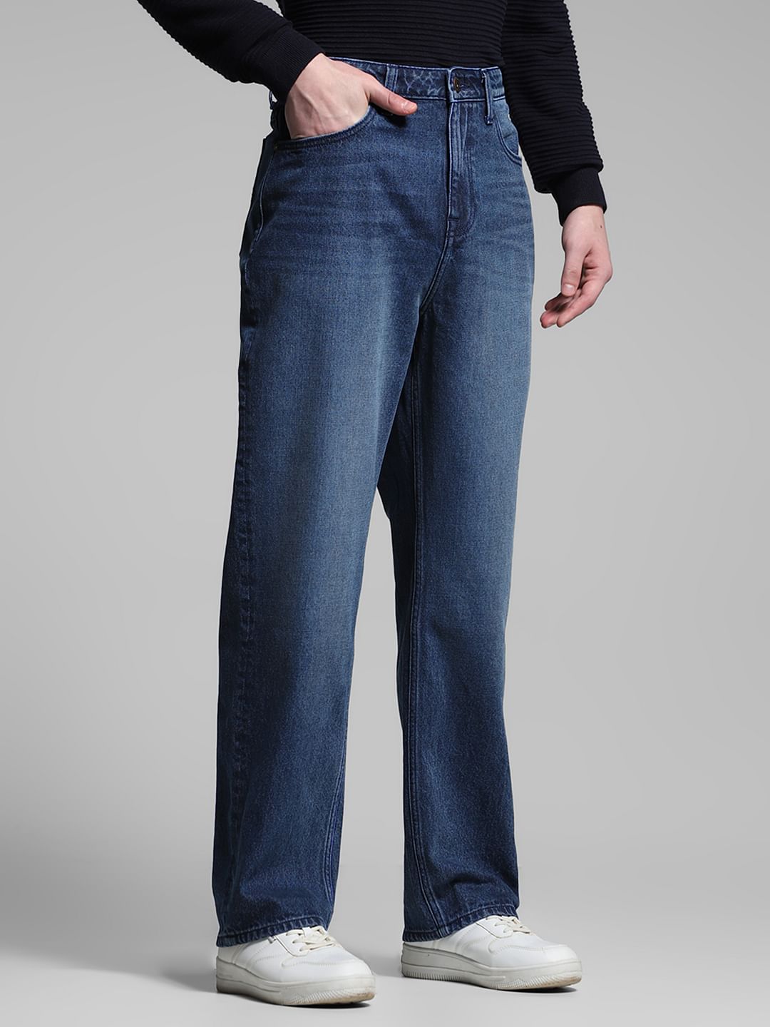 Dark Blue High Rise Dario Loose Fit Jeans
