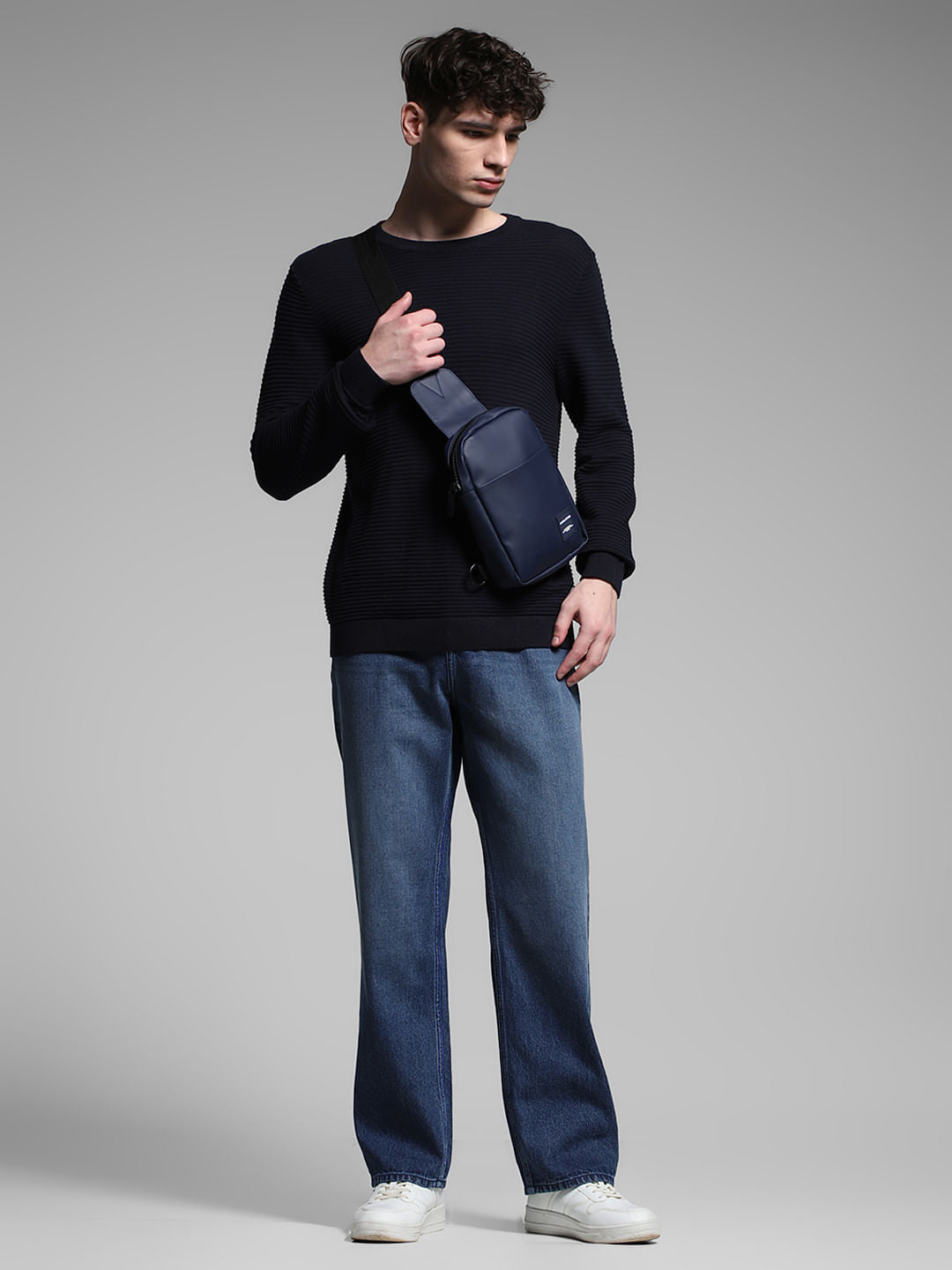 Dark Blue High Rise Dario Loose Fit Jeans