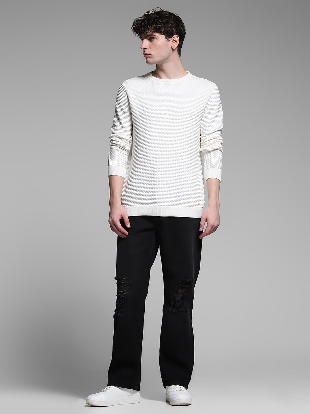 Black Distressed Dario Loose Fit Jeans