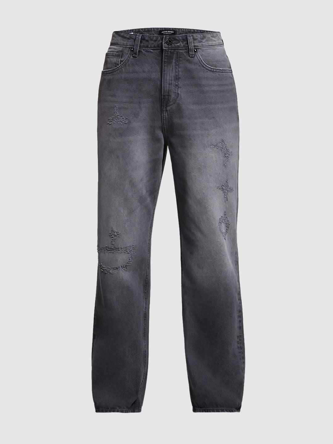 Grey Distressed Dario Loose Fit Jeans