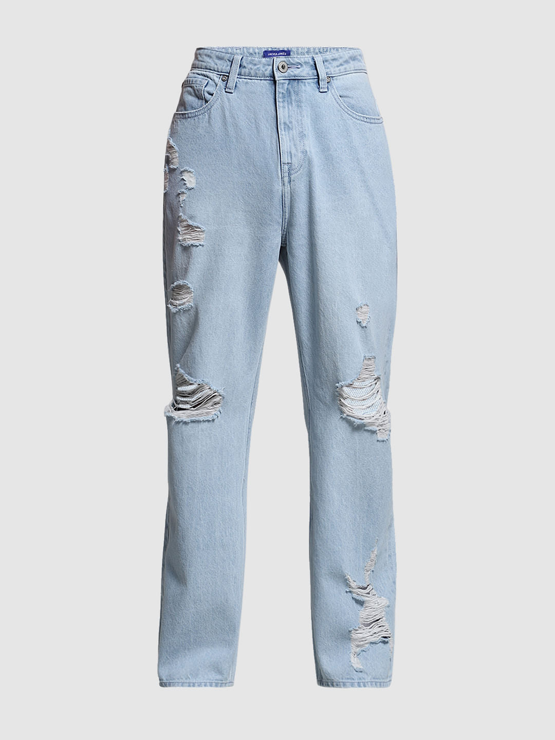 Light Blue Heavily Distressed Dario Loose Fit Jeans