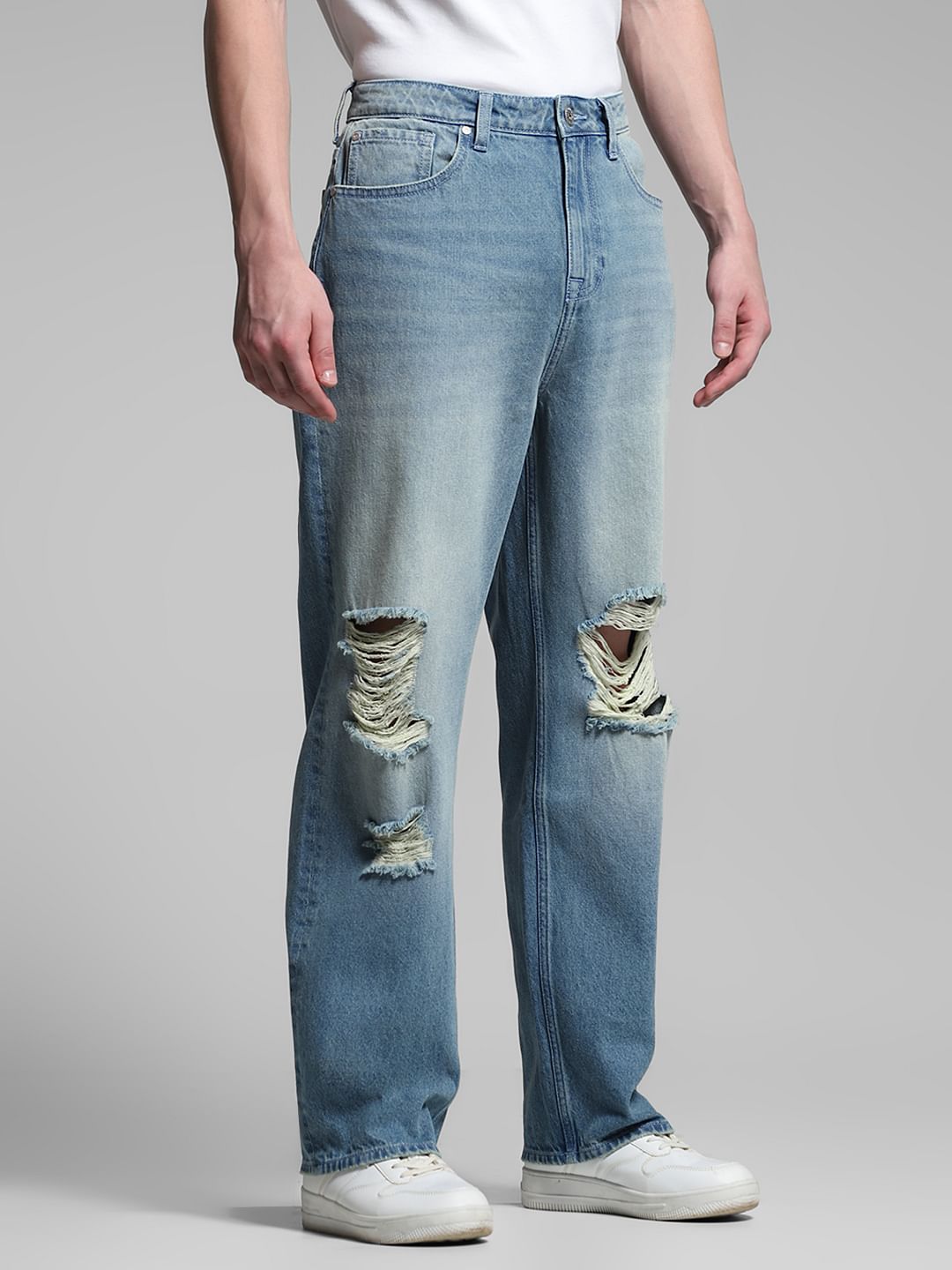 Light Blue Distressed Dario Loose Fit Jeans