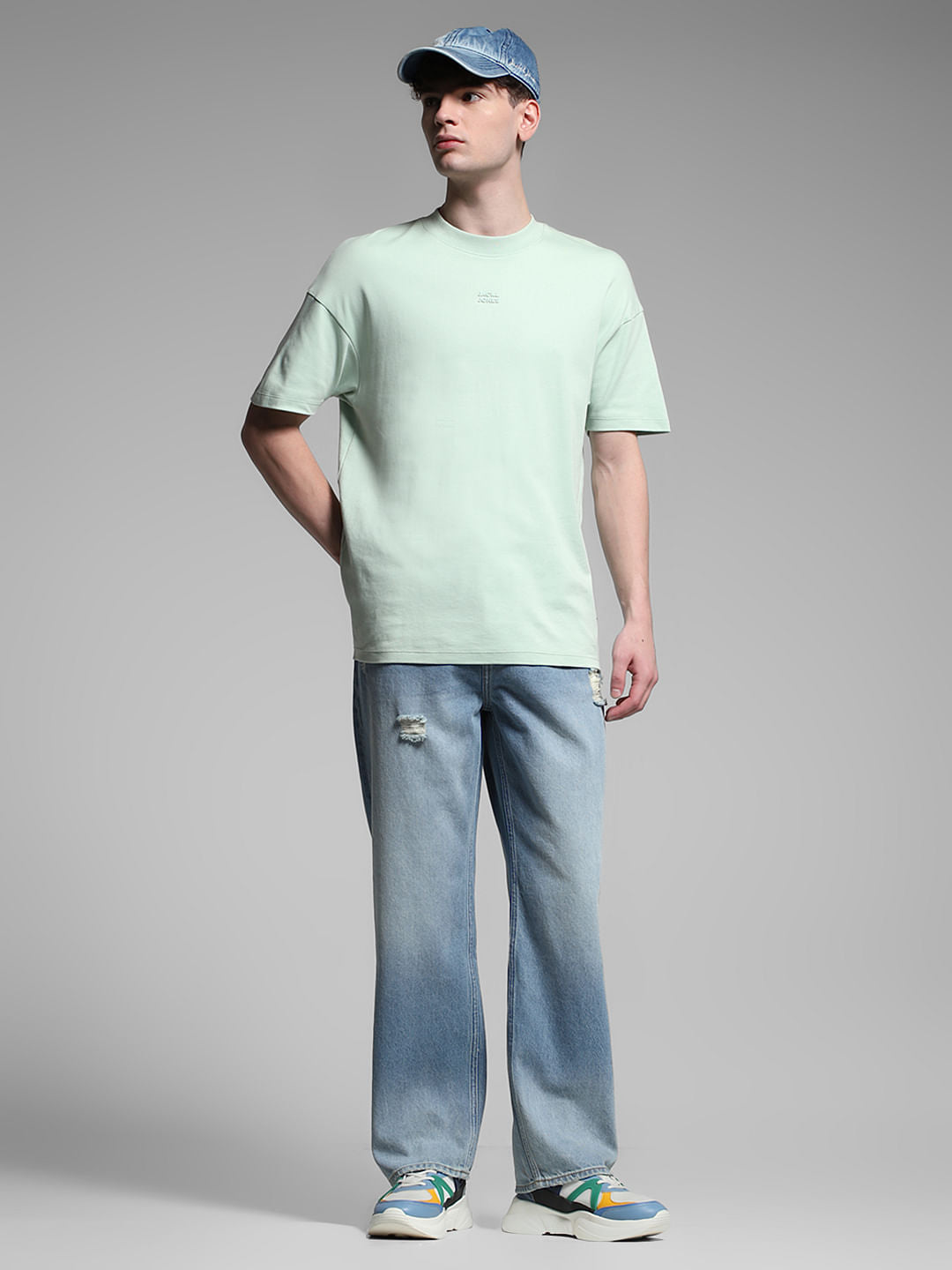 Light Blue Mildly Distressed Dario Loose Fit Jeans