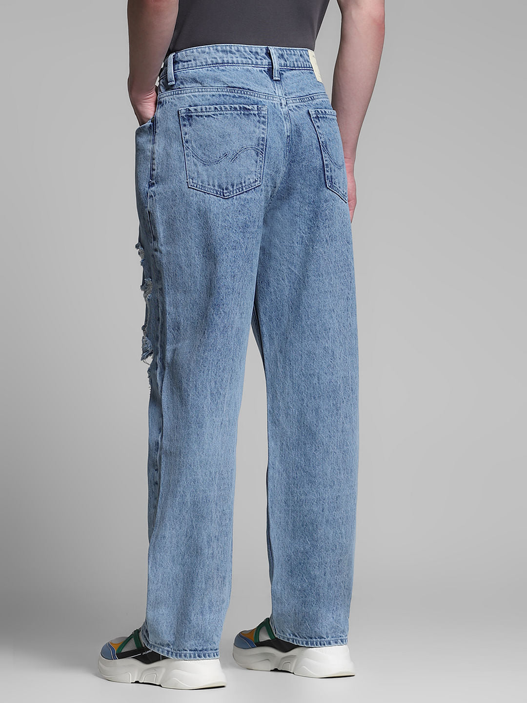 Light Blue Heavily Distressed Dario Loose Fit Jeans