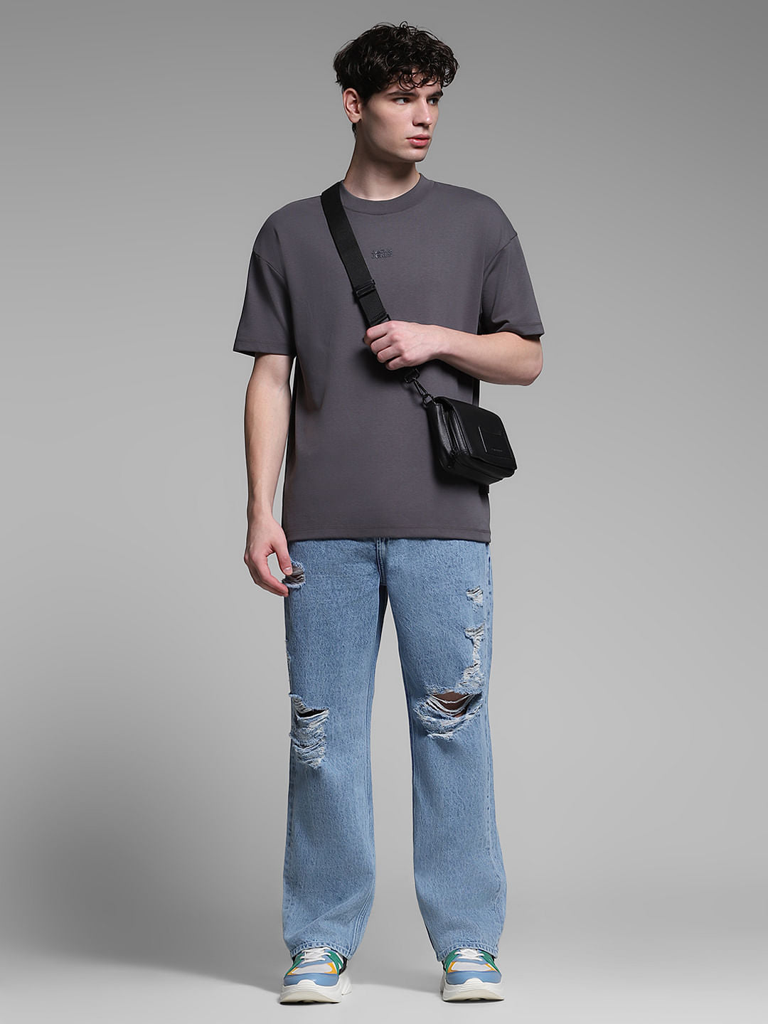 Light Blue Heavily Distressed Dario Loose Fit Jeans