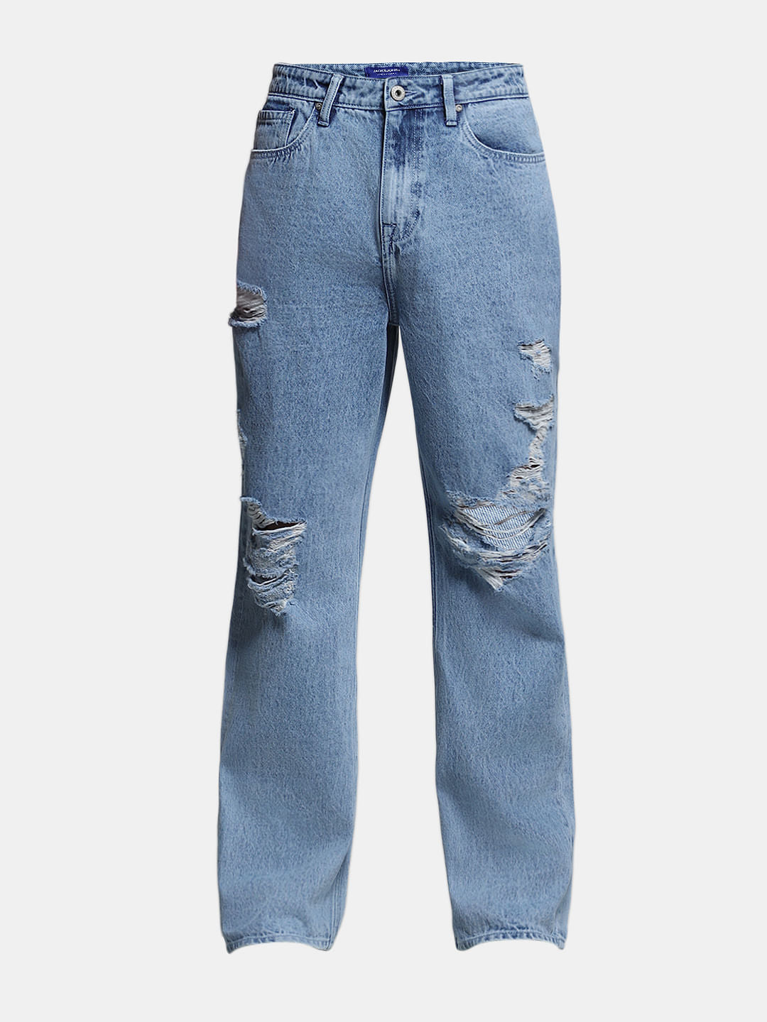 Light Blue Heavily Distressed Dario Loose Fit Jeans