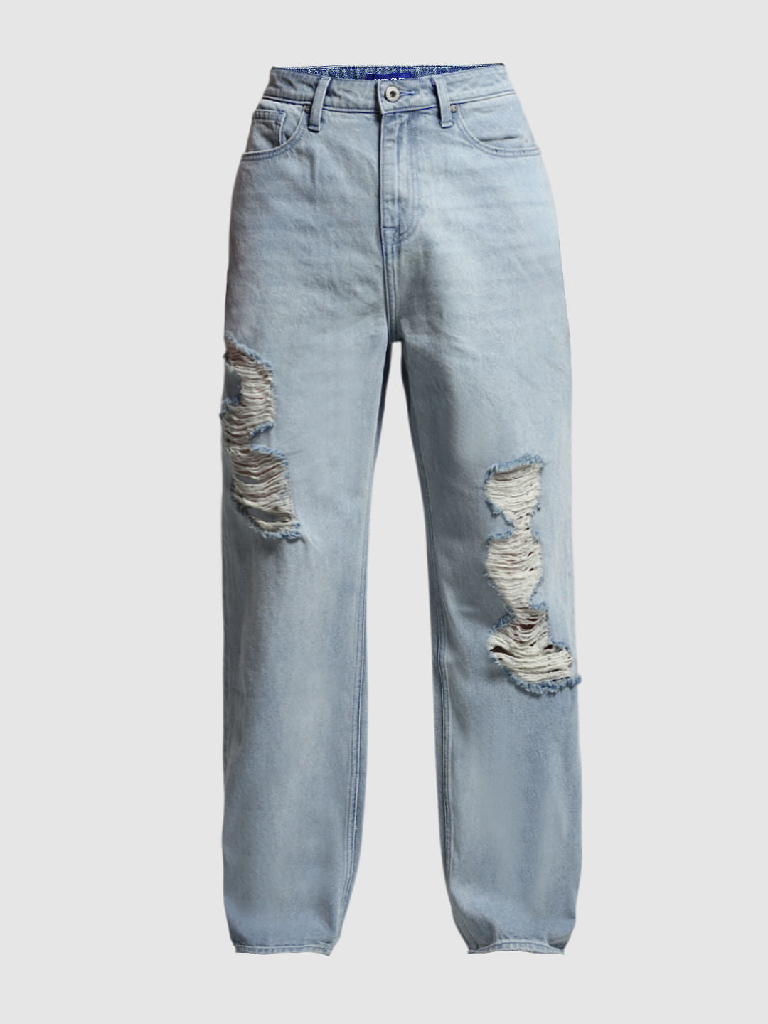 Light Blue Heavily Distressed Dario Loose Fit Jeans