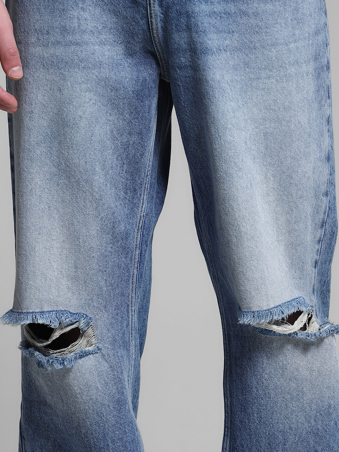 Blue Distressed Dario Loose Fit Jeans