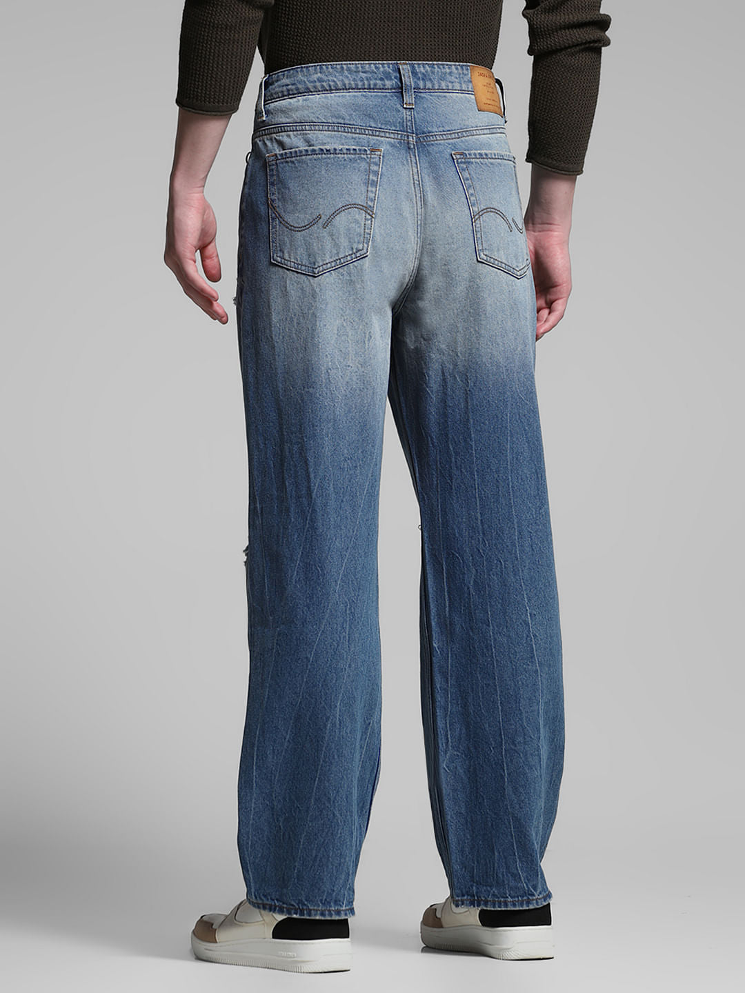 Blue Heavily Distressed Dario Loose Fit Jeans
