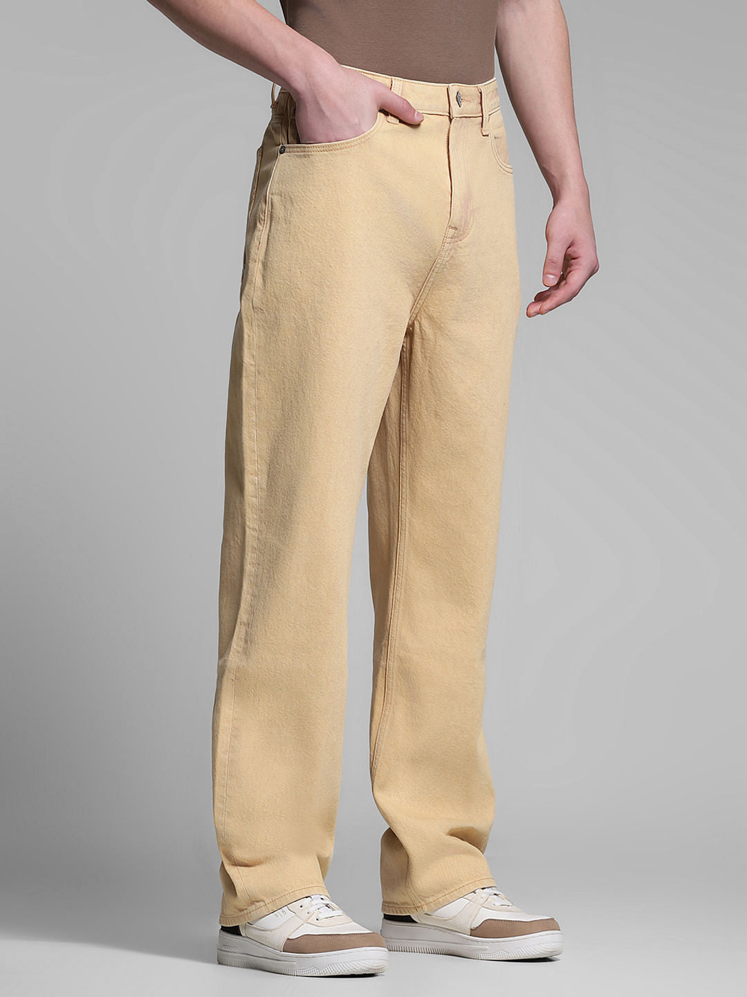 Beige High Rise Dario Loose Fit Jeans