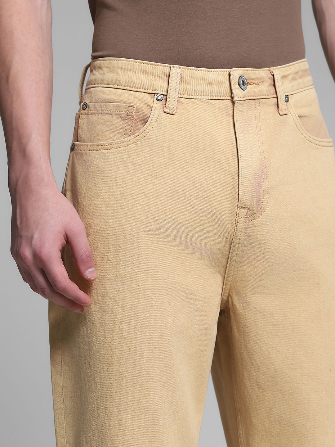 Beige High Rise Dario Loose Fit Jeans