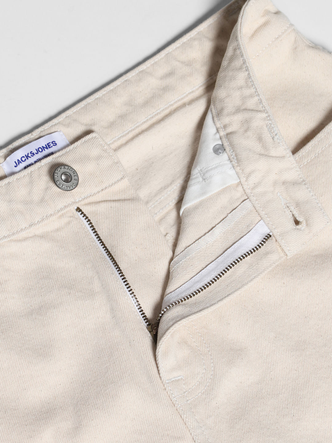 Beige Distressed Dario Loose Fit Jeans