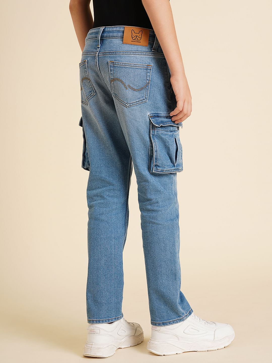 Boys Blue Mid Rise Washed Loose Fit Jeans