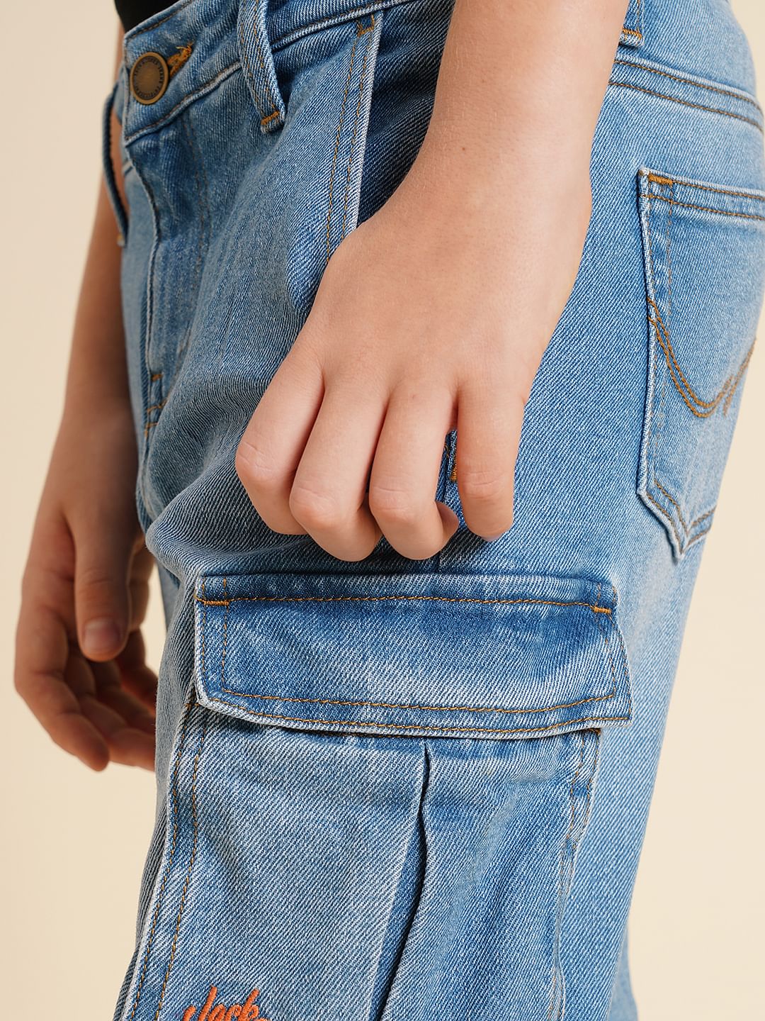 Boys Blue Mid Rise Washed Loose Fit Jeans