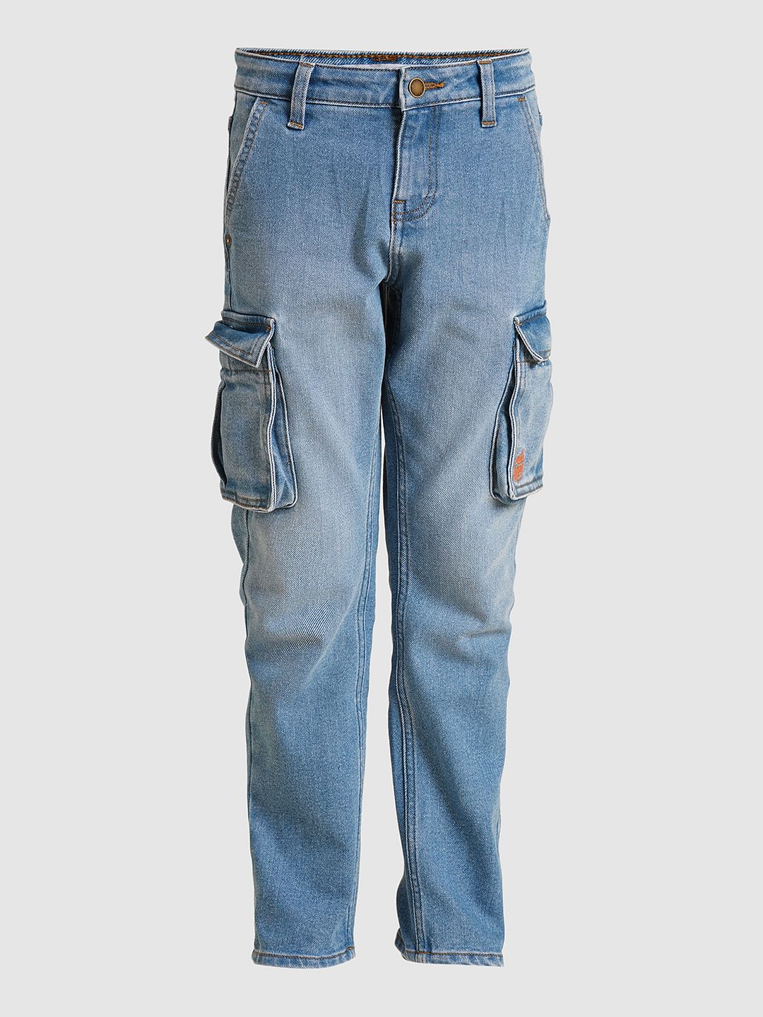 Boys Blue Mid Rise Washed Loose Fit Jeans