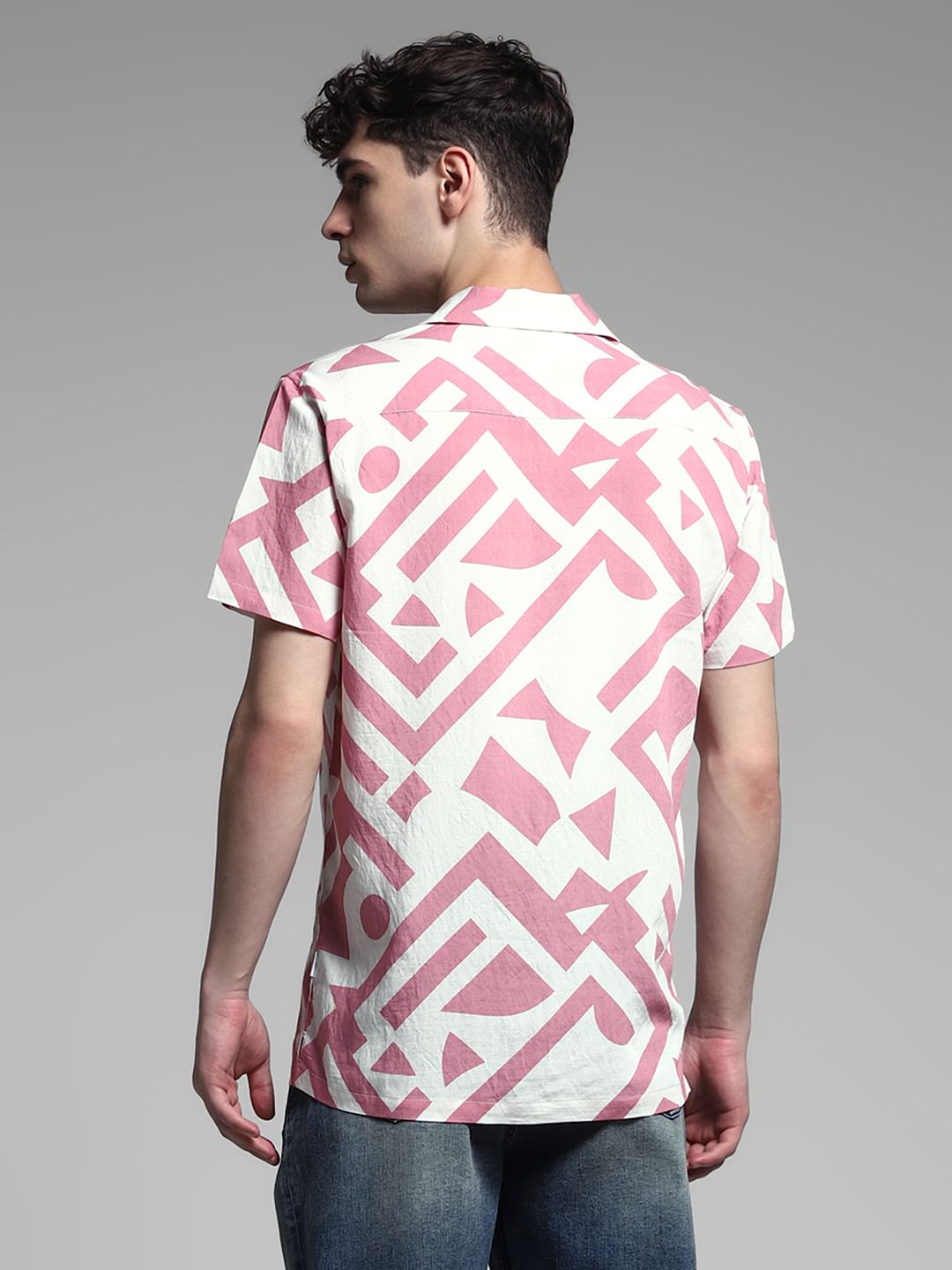 White Printed Viscose Blend Shirt