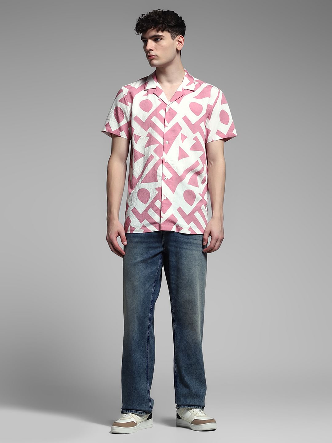 White Printed Viscose Blend Shirt