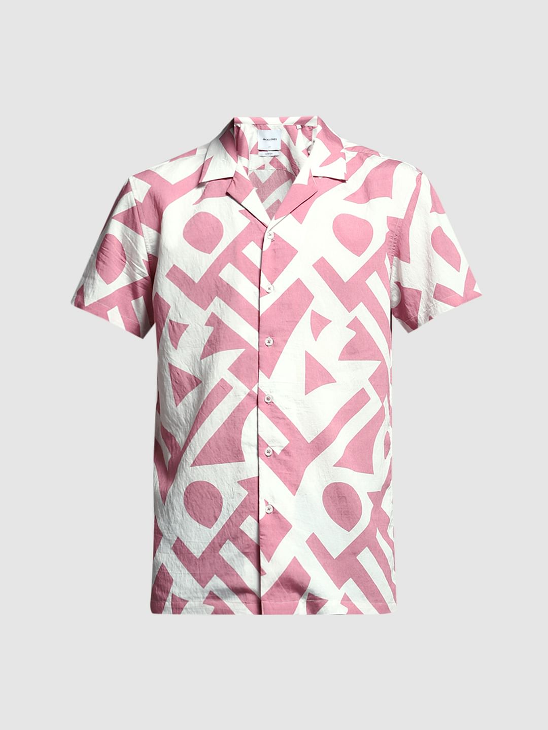 White Printed Viscose Blend Shirt