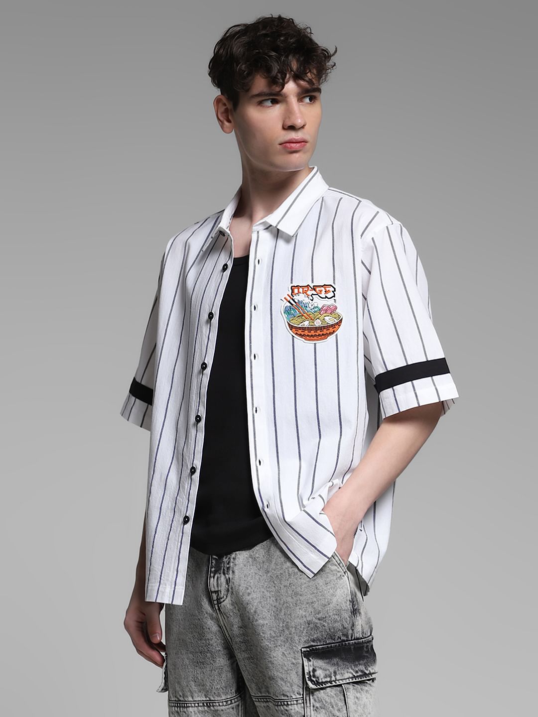 White Striped Oversized Shirt