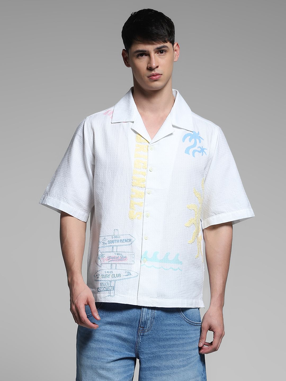 White Embroidered Oversized Shirt