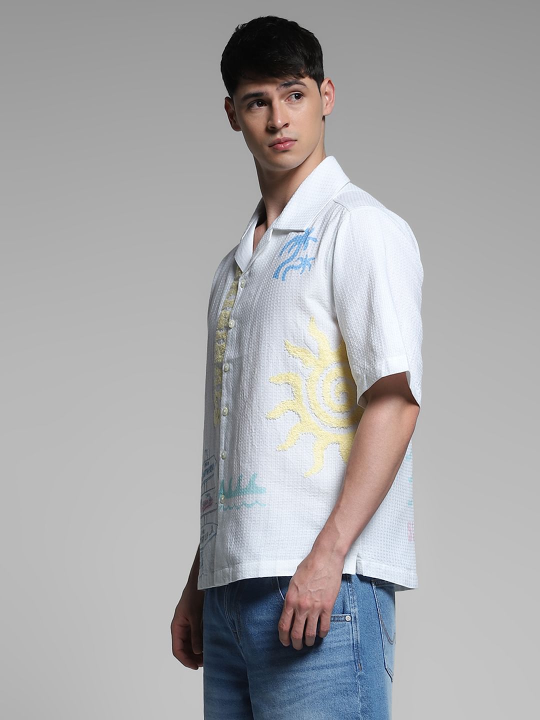 White Embroidered Oversized Shirt