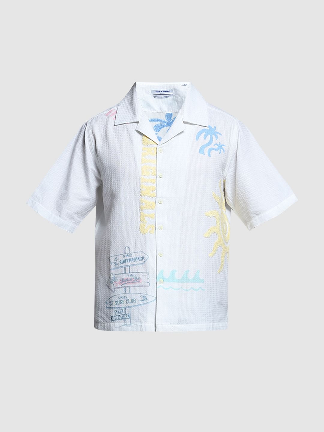 White Embroidered Oversized Shirt