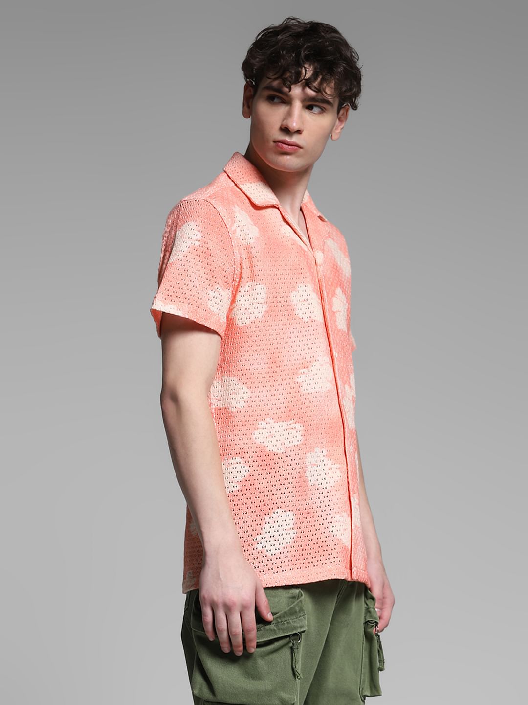 Pink Crochet Comfort Fit Shirt