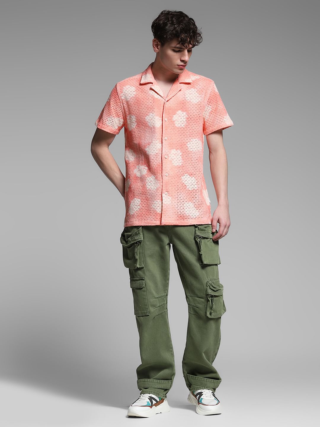 Pink Crochet Comfort Fit Shirt