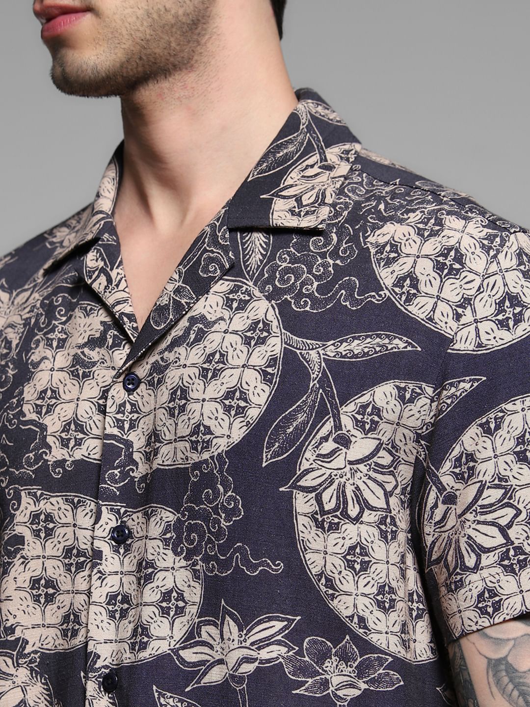 Black Floral Comfort Fit Shirt