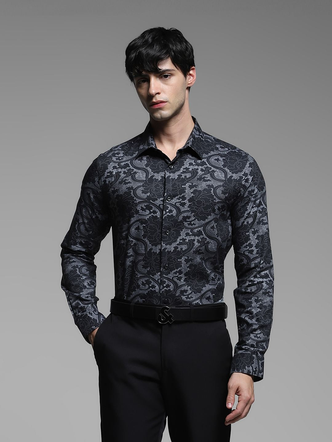 Black Abstract Print Shirt