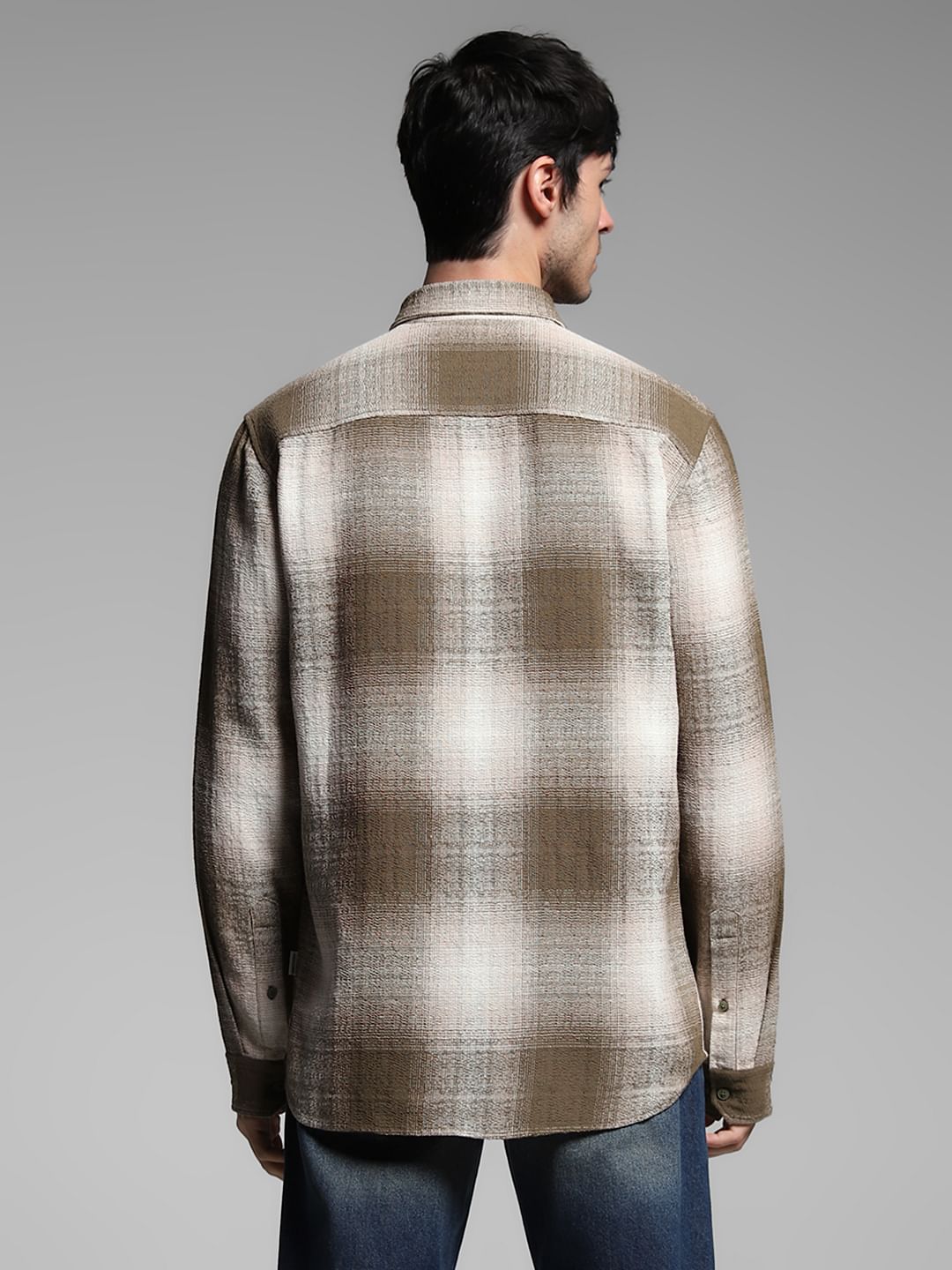 Green Check Print Cotton Shirt