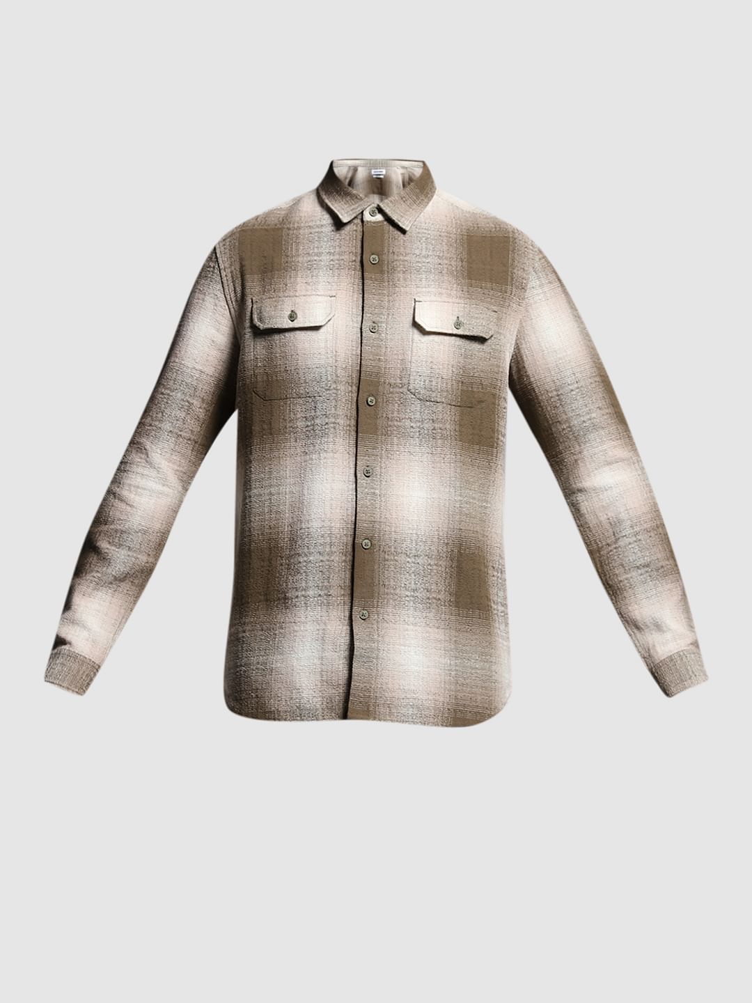 Green Check Print Cotton Shirt