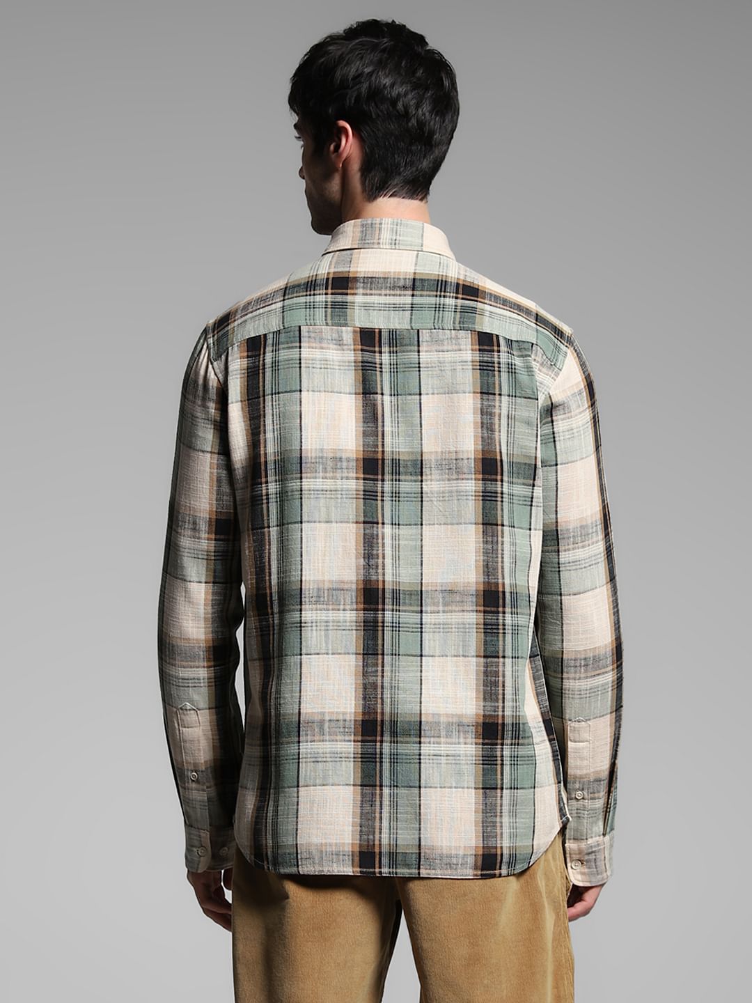 Green Check Print Cotton Shirt