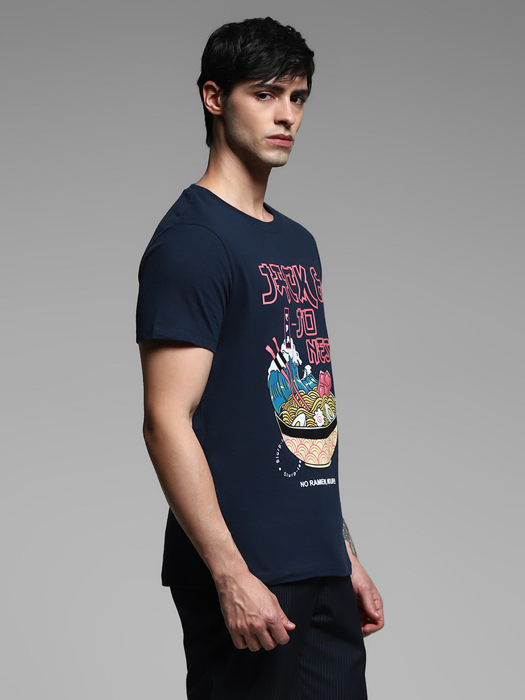 Navy Blue Ramen Print T-shirt