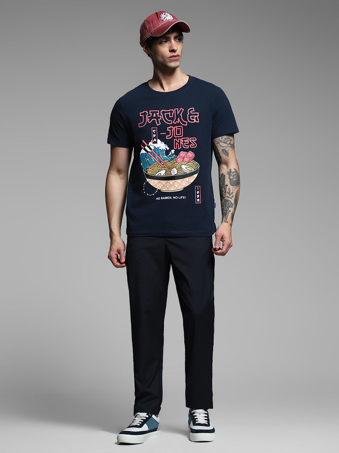 Navy Blue Ramen Print T-shirt