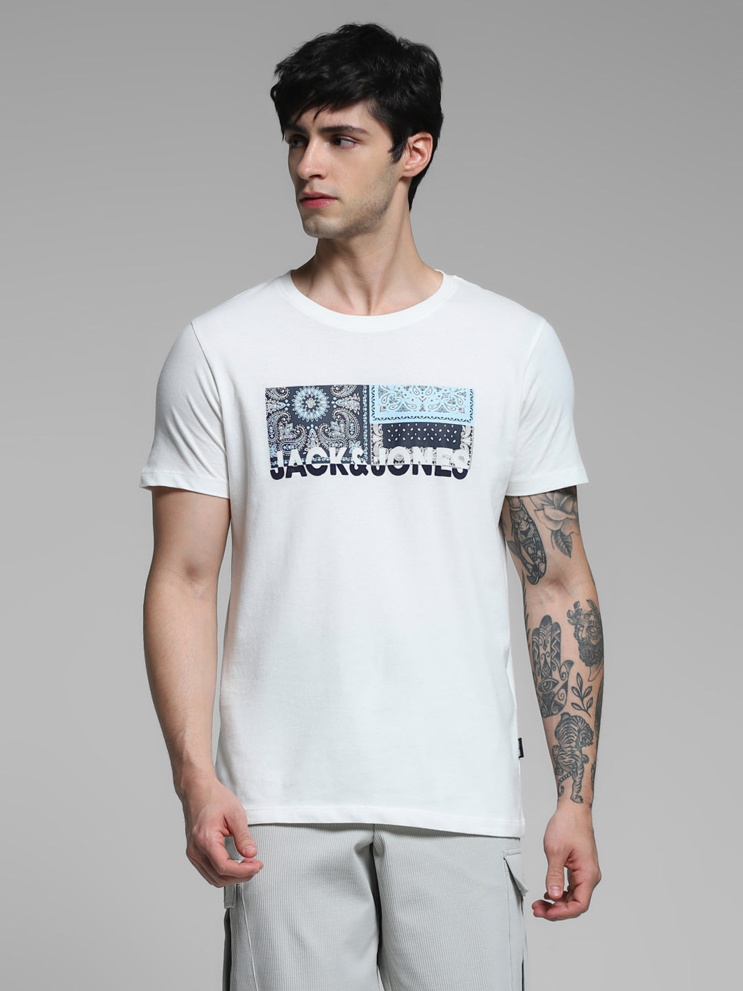White Printed Cotton T-shirt