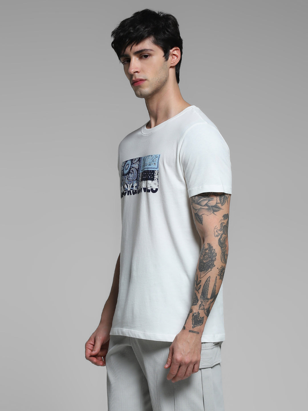 White Printed Cotton T-shirt