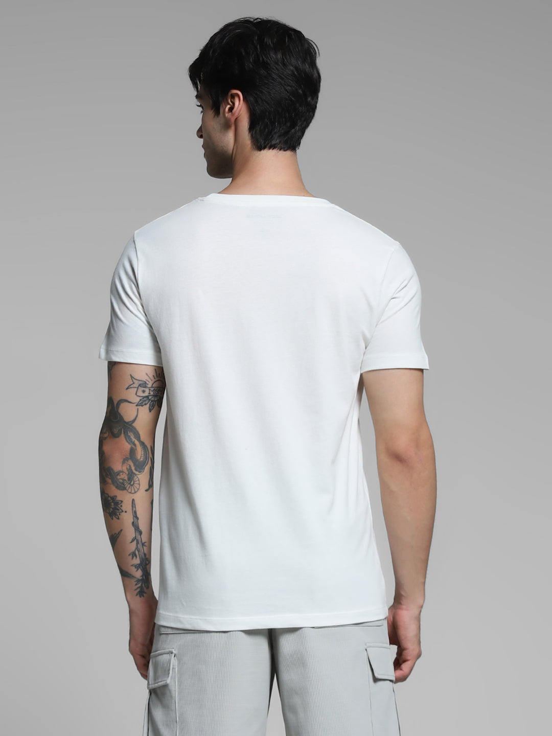 White Printed Cotton T-shirt