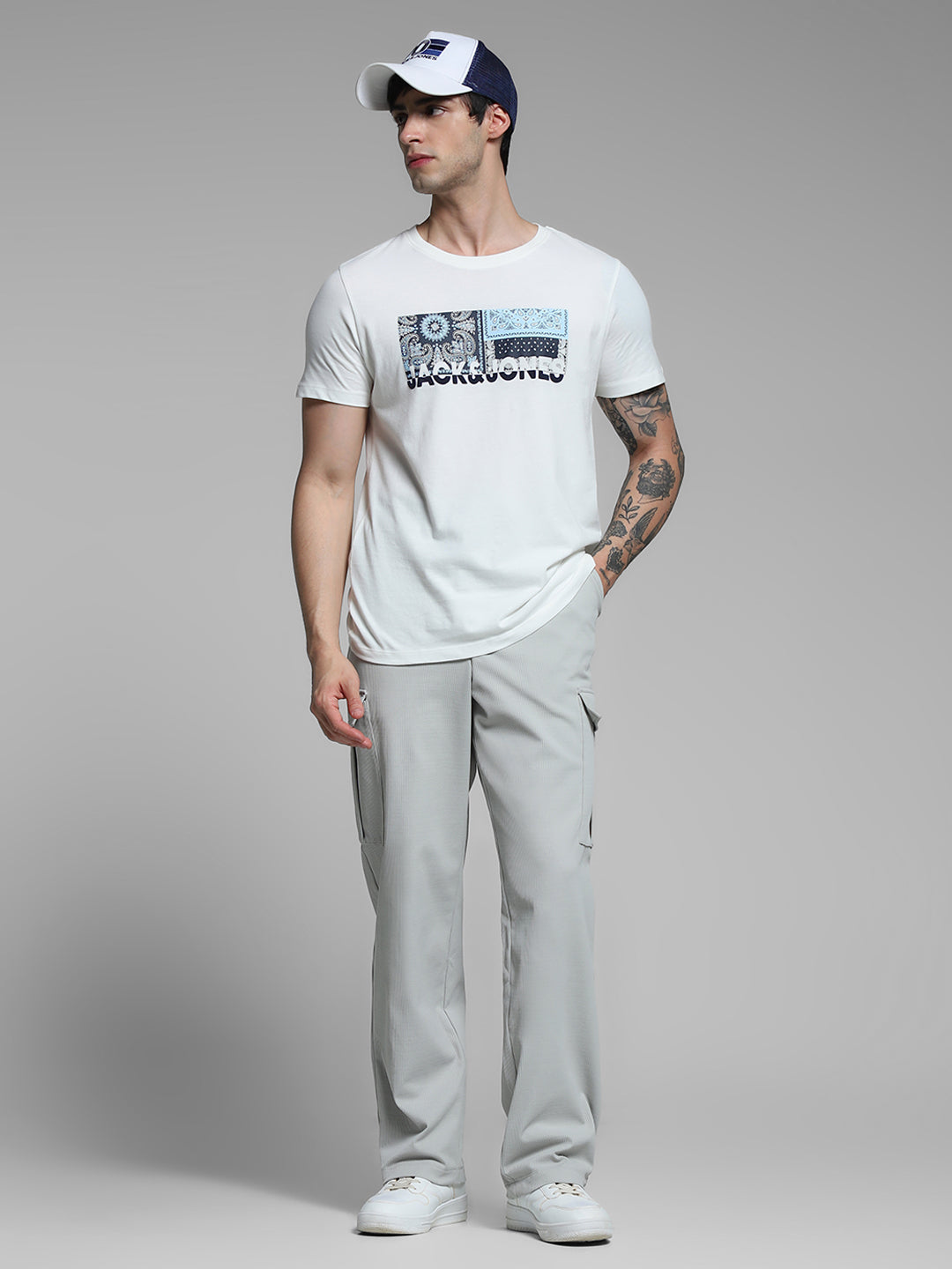 White Printed Cotton T-shirt