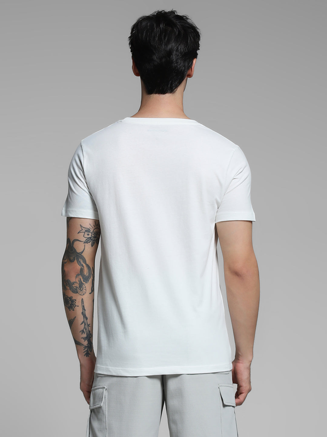 White Printed Cotton T-shirt