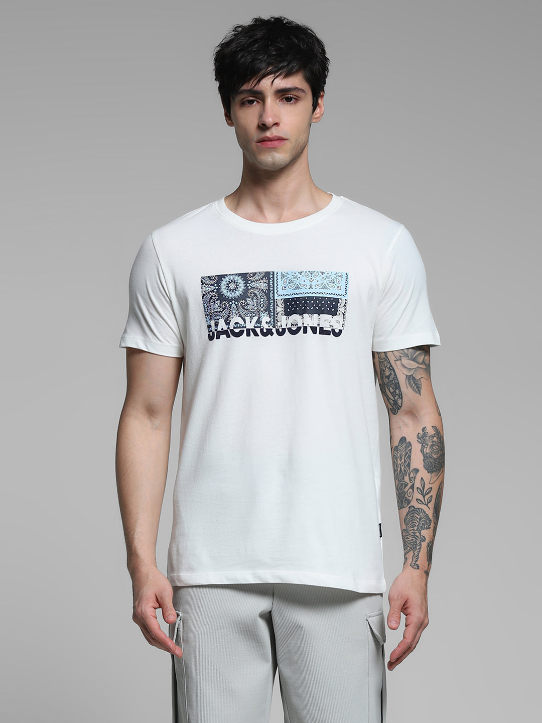 White Printed Cotton T-shirt