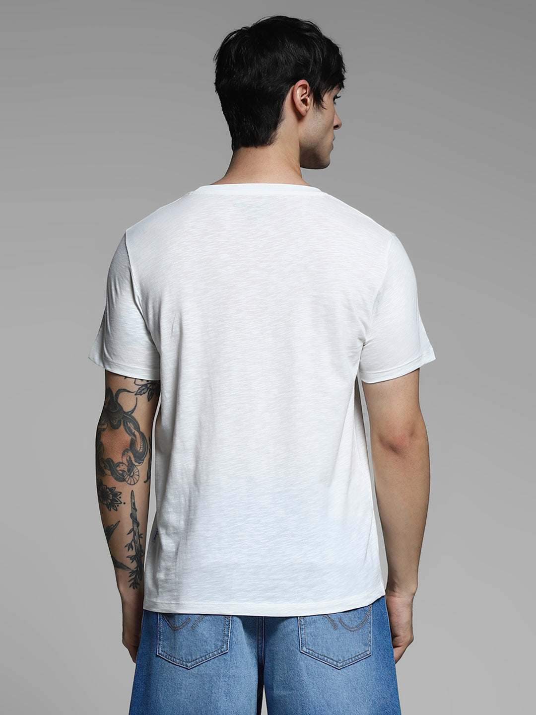 White Printed Cotton T-shirt
