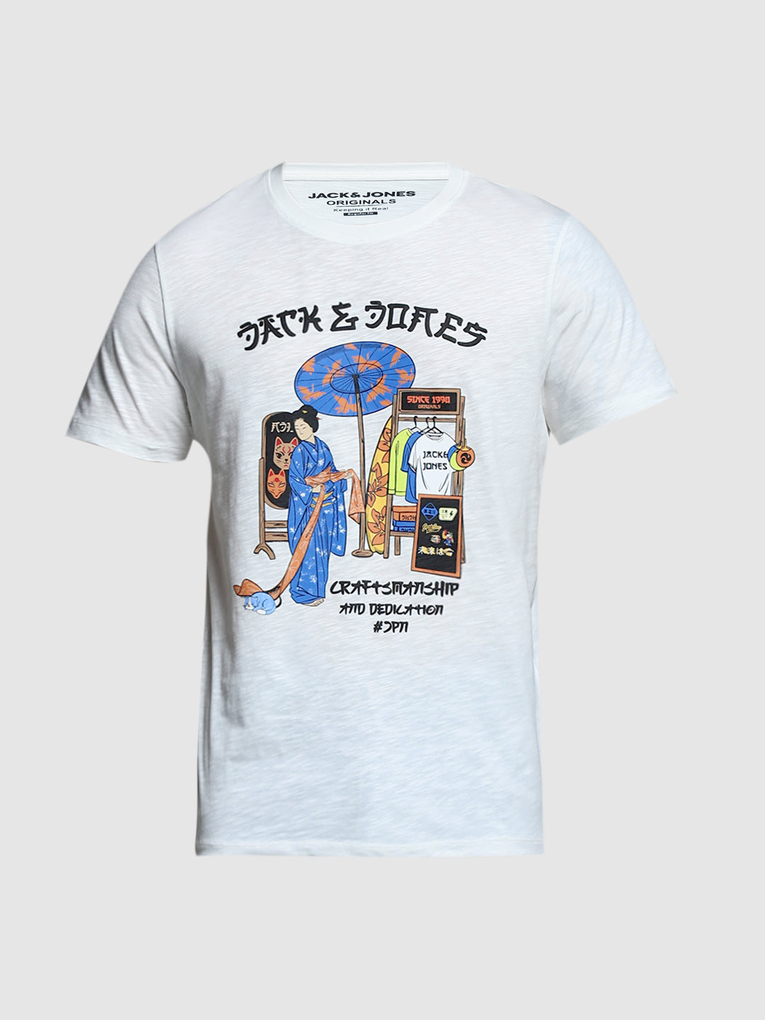 White Printed Cotton T-shirt