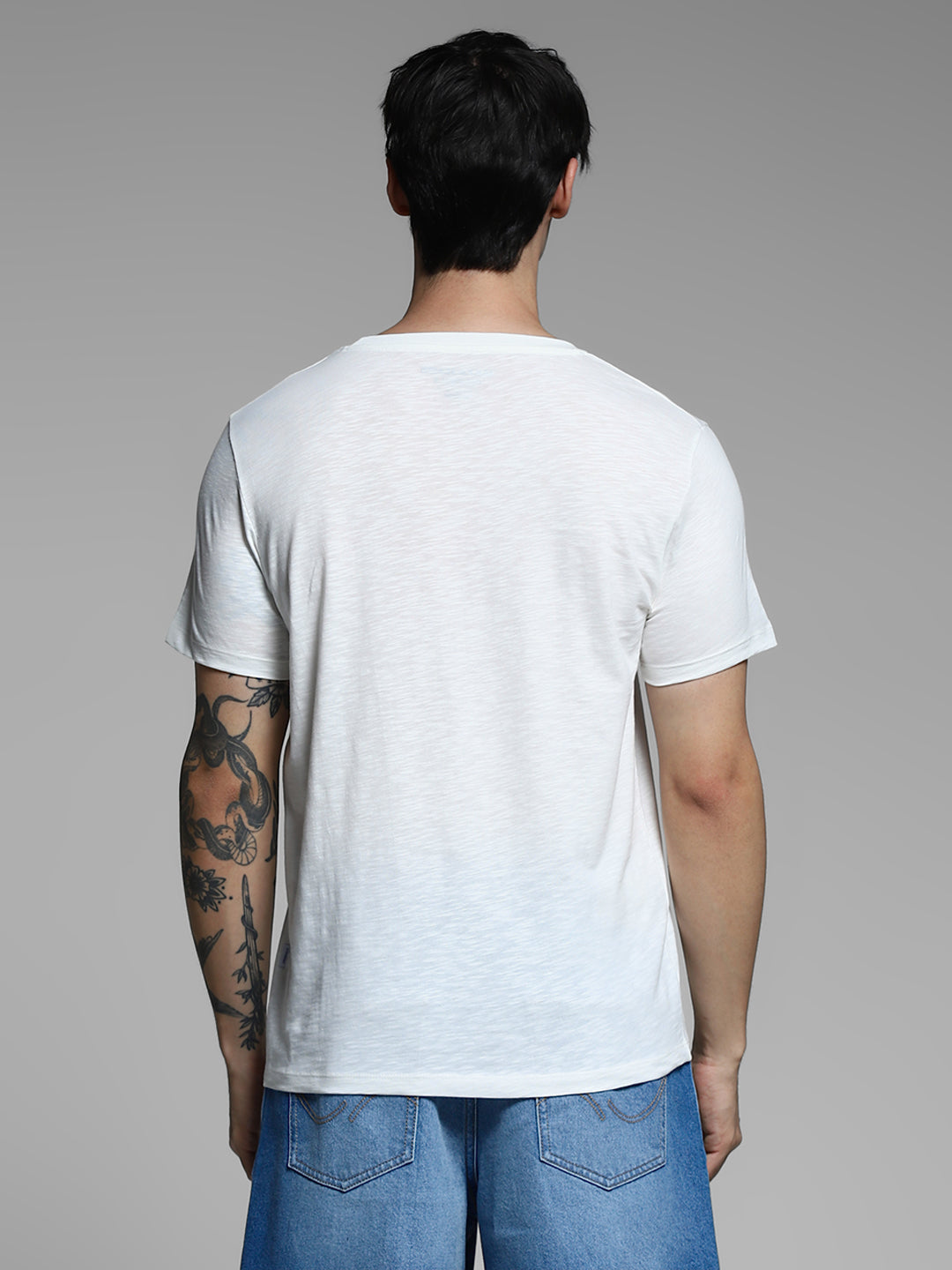 White Printed Cotton T-shirt