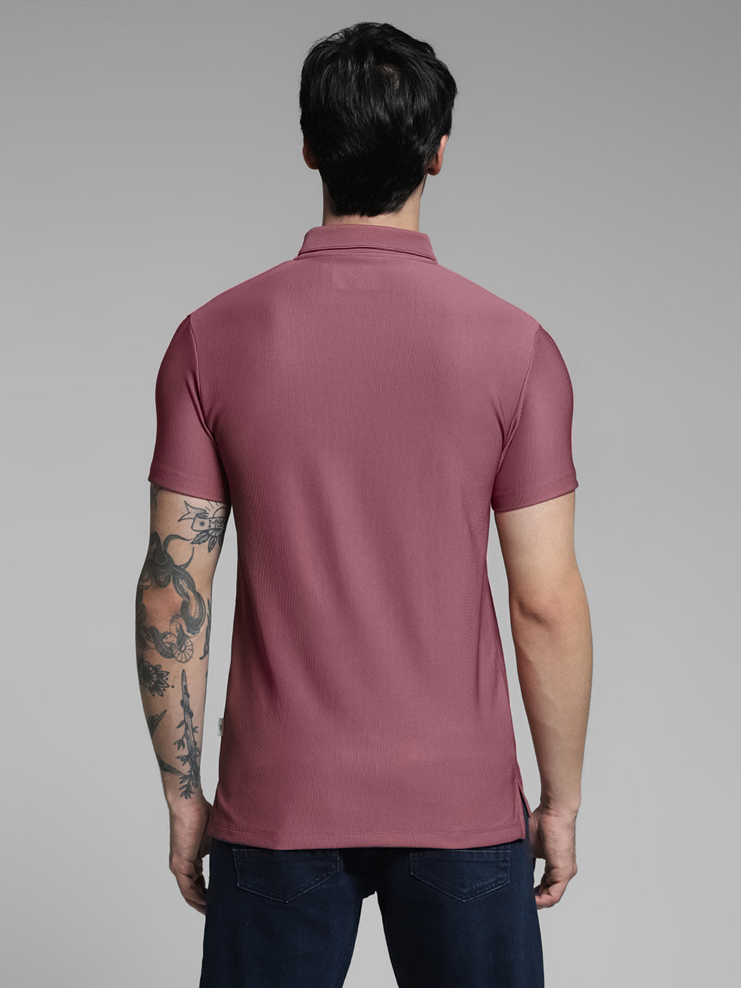 Purple Jacquard Zip Up Polo