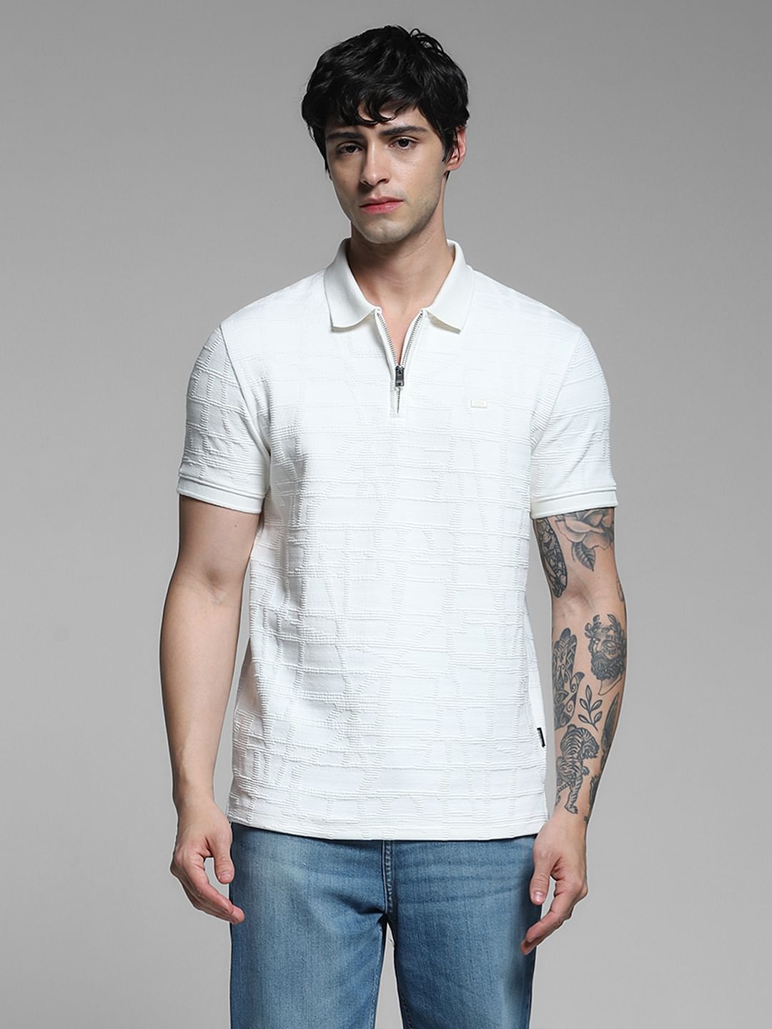 White Jacquard Polo